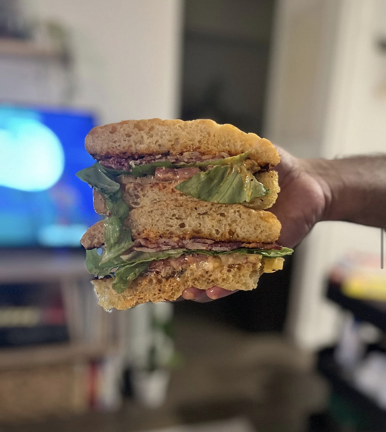 Stacked sandwich built with Hot Buzz